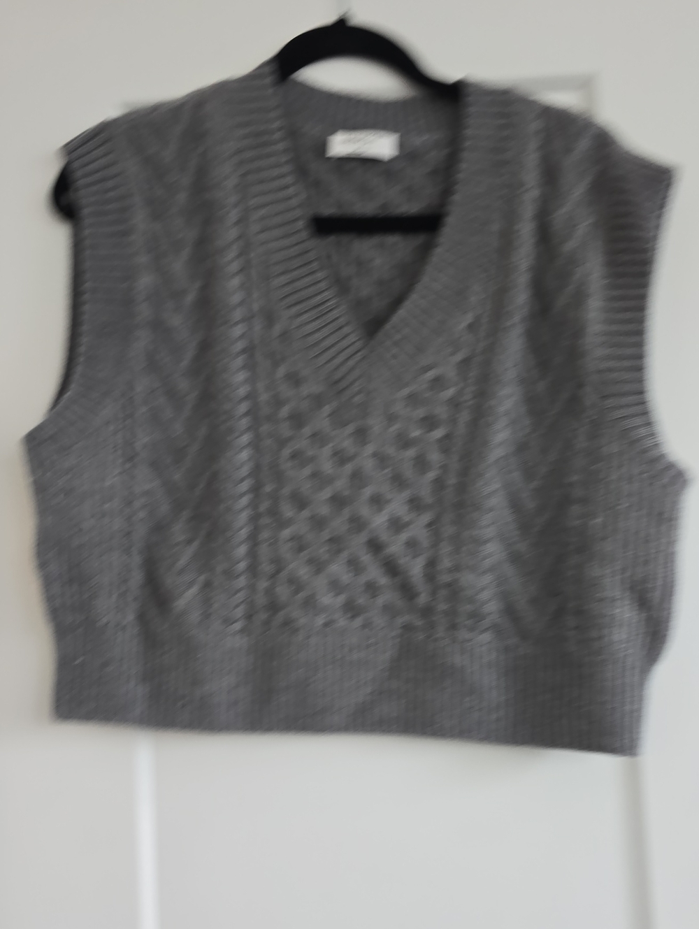 Babaton Charcoal Cable Knit V-Neck Sweater Vest